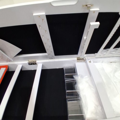 BECKO LED MIRROR JEWELRY CABINET WALL/DOOR MOUNTED WITH LOCKABLE ORGANIZER - 47" - WHITE - (MODEL: ‎SSG003) image 6