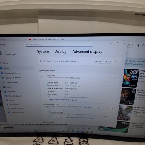 ACER PBMIIPX WQHD 1500R CURVED WIDESCREEN GAMING DISPLAY MONITOR - 180HZ /27" - (MODEL: EDA270U ) image 2