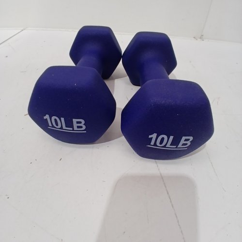2PK AMAZON BASICS NEOPRENE HEXAGON DUMBELLS - 10LBS - BLUE image 2