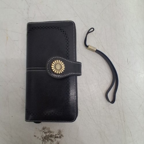 LARGE-CAPACITY FAUX LEATHER CLUTCH WRISTLET BAG / WALLET WITH RFID BLOCKING CARD HOLDER - 8" X 4" - DARK BROWN image 2