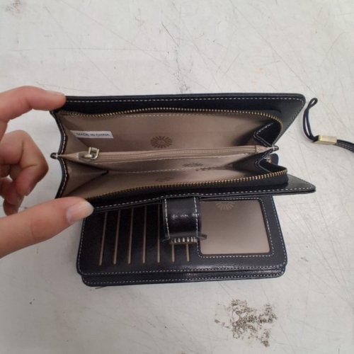 LARGE-CAPACITY FAUX LEATHER CLUTCH WRISTLET BAG / WALLET WITH RFID BLOCKING CARD HOLDER - 8" X 4" - DARK BROWN image 5