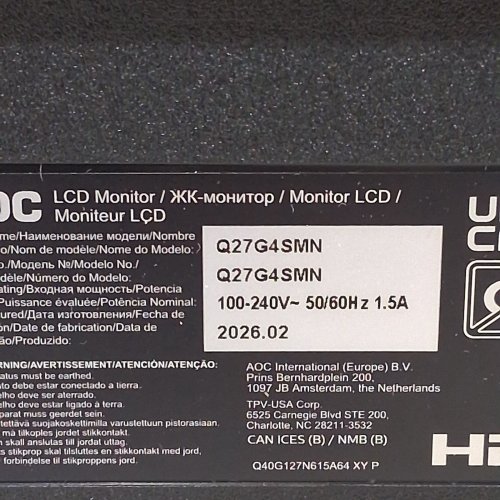 AOC 27" MINI LED GAMING MONITOR - 2K QHD 2560X1440, 300HZ 1MS, DISPLAYHDR 1000, ADAPTIVE-SYNC, HEIGHT ADJUSTABLE (MODEL: Q27G4SMN) image 12