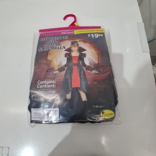 2PC GIRL'S PARTYHOLICS BLOODMOON BELLA COSTUME - LARGE (10-12) - BLACK / RED (STYLE: 14882 L) image 2