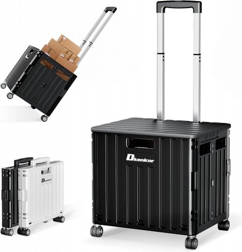 DKENICOR FOLDING UTILITY CART ON WHEELS - 65L - BLACK image 2