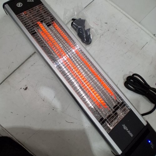 SERENELIFE OUTDOOR ELECTRIC PATIO HEATER WITH REMOTE - 1500W - 28.74" X 6.29" X 5.90"- SILVER/BLACK - (MODEL: SLOHT26) image 2