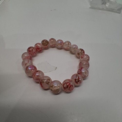 WOMENS NATURAL HANDMADE BEADED BRACELET - PINK/ CLEAR image 3
