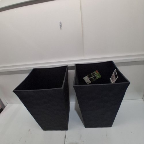 2PK KETER STONE-LOOK TAPERED PLANTER - 22.5" - BLACK (MODEL: 1992432) image 2