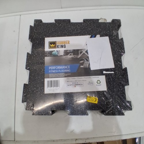 8PK RUBBER KING PERFORMANCE RUBBER PUZZLE INTERLOCKING FLOORING MATS - 19" X 19" - GREY (MODEL: RE810406DDG4B) image 2