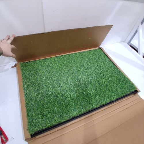 HURENTEK DOG ARTIFICIAL TURF GRASS POTTY PAD WITH TRAY - 34'' X 23'' - GREEN/BLACK - (MODEL: HU-001) image 2