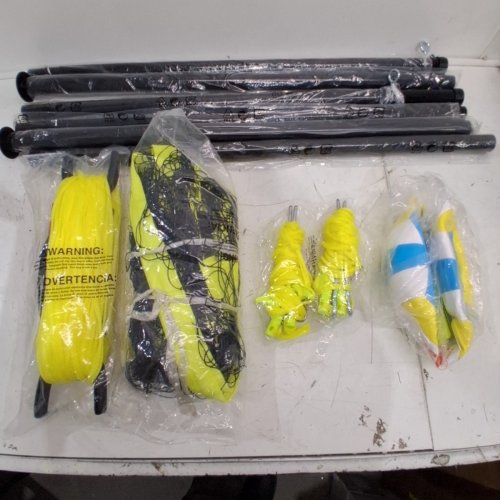 OUTDOOR PORTABLE VOLLEYBALL NET SYSTEM, ADJUSTABLE HEIGHT STEEL POLES, PROFESSIONAL VOLLEYBALL SET - 32'L X 3'H - YELLOW/BLACK (MODEL:JH-201) image 3