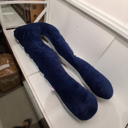 MEIZ COOLING PREGNANCY MATERNITY U-SHAPED BODY PILLOW - 55" X 27" X 7" - NAVY/GREY image 3