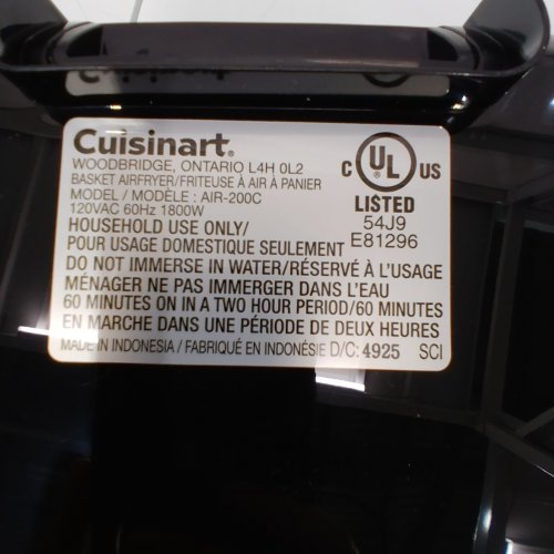 CUISINART BASKET AIRFRYER OVEN - 5.6L - BLACK - (MODEL: AIR-200C) image 4