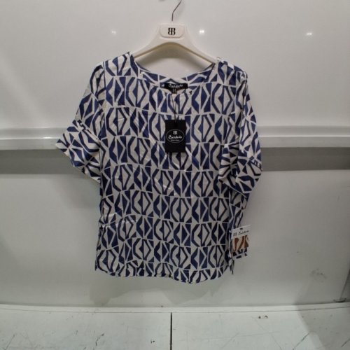 WOMEN'S BARILOCHE PRINT SHIRT - SMALL / MEDIUM - NAVY / WHITE (STYLE : ALEDO) image 2