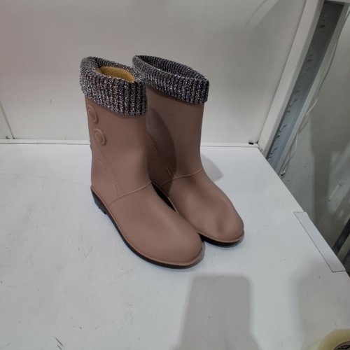 WOMEN'S GLITTER CUFF RAIN BOOTS - 7.5 - BROWN image 2