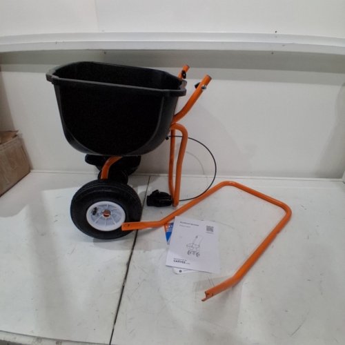 GARVEE PUSH BROADCAST SPREADER WITH ADJUSTABLE FLOW CONTROL - 70LB - ORANGE AND BLACK (MODEL: PPG_34XRRJPT) image 3
