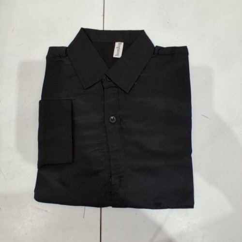 men's COLLARED BUTTON-UP DRESS SHIRT - EXTRA LARGE - BLACK image 2