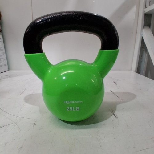 AMAZON BASICS VINYL COATED CAST IRON KETTLEBELL WEIGHT - 25LBS - GREEN image 2
