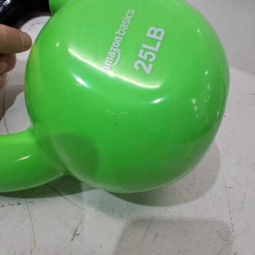 AMAZON BASICS VINYL COATED CAST IRON KETTLEBELL WEIGHT - 25LBS - GREEN image 3