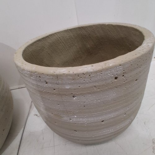 2PK ABBOTT COLLECTION EXTRA LARGE RIDGE & HOLE PLANTERS - 9.5" X 13.5" - IVORY image 4