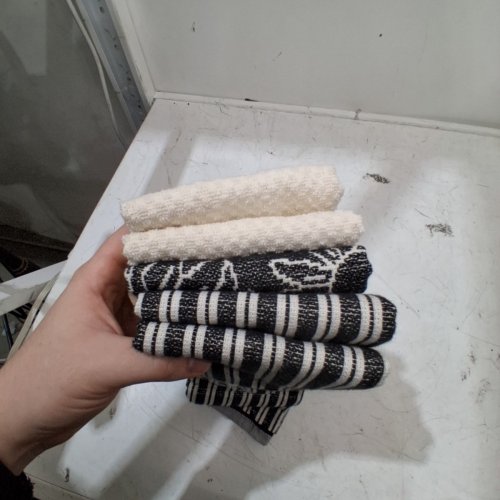 5PK MADE IN PORTUGAL KITCHEN TOWELS - 20" X 28" - BLACK/ WHITE (MODEL: 3400770) image 3