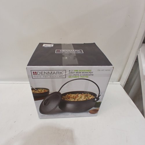 DENMARK CAST IRON BEAN POT WITH LID - 6QT - BLACK image 4