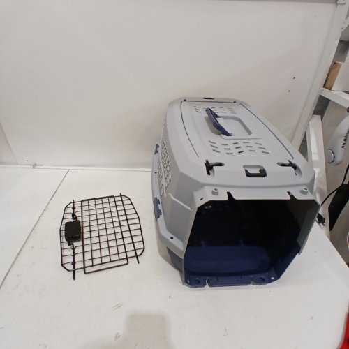 AMAZON BASICS 2-DOOR PET CARRIER - 19" - GREY/BLUE image 2