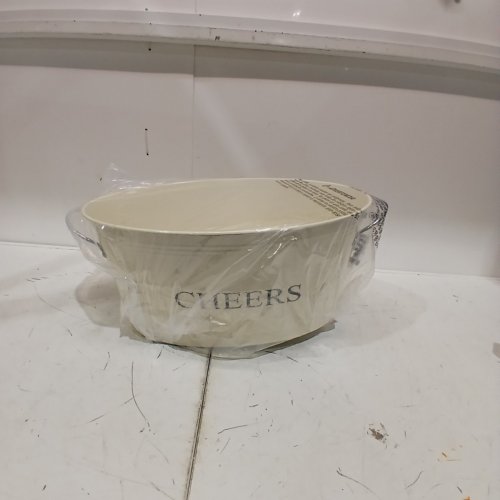 TWINE RUSTIC FARMHOUSE DECOR ICE BUCKET GALVANIZED TUB, 6.3 GALLONS - CREAM "CHEERS" image 3