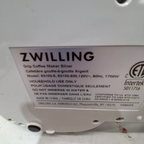 ZWILLING ENFINIGY GLASS DRIP COFFEE MAKER - 12 CUPS - 120V - SILVER (MODEL: 53103-5) image 3