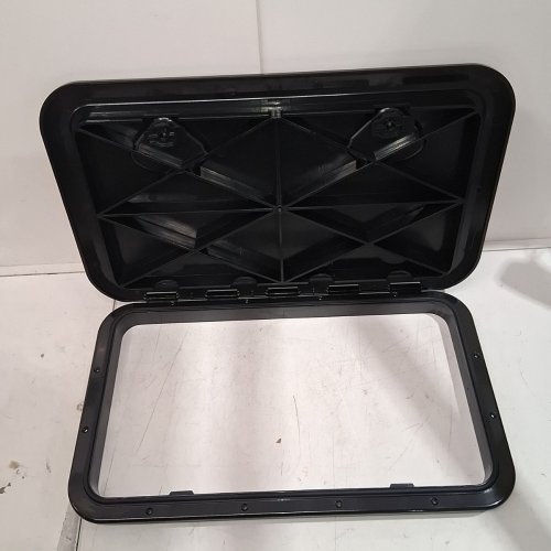 MARINE DECK ACCESS HATCH LID WITH LOCK HANDLES - 24" X 14" - BLACK image 3