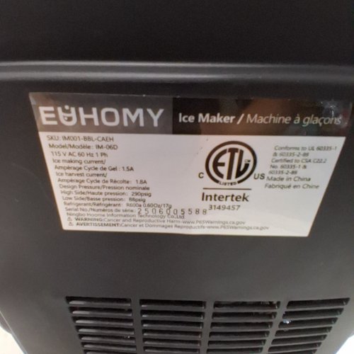 EUHOMY COUNTERTOP ICE MAKER - MAKES 26LBS/DAY - BLACK (MODEL: IM-06D) image 9