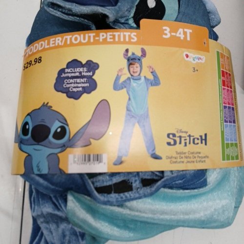 2PC UNISEX TODDLER DISGUISE DISNEY STITCH COSTUME - 3T - 4T - BLUE image 2