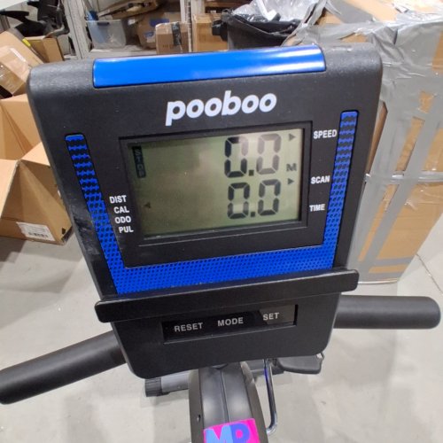 POOBOO RECUMBENT EXERCISE BIKE WITH MAGNETIC RESISTANCE SYSTEM, ADJUSTABLE CUSHIONED SEAT AND BACKREST, QUIET BELT DRIVE, LCD DIGITAL MONITOR PULSE SENSORS FOR AND TRANSPORT WHEELS (MODEL: W258) image 2