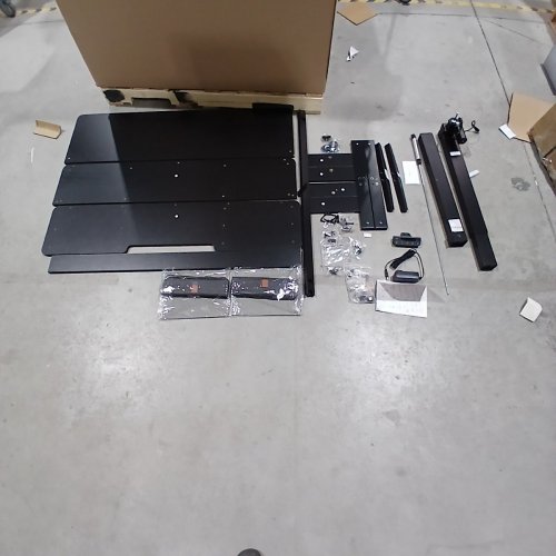 TREESLAND ELECTRIC STANDING DESK WITH DRAWERS, HEIGHT ADJUSTABLE WITH MONITOR SHELF - 48" - BLACK image 4