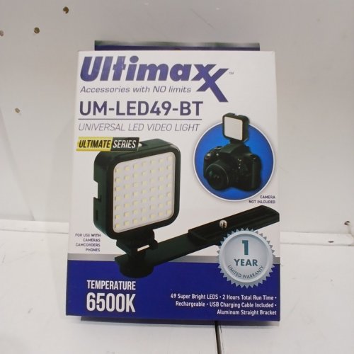 ULTIMAXX UNIVERSAL LED VIDEO LIGHT - 49 LEDS, 6500 K, 2 HOURS RUNTIME - BLACK (MODEL: UM-LED49-BT) image 3
