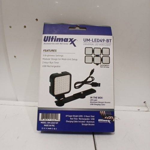 ULTIMAXX UNIVERSAL LED VIDEO LIGHT - 49 LEDS, 6500 K, 2 HOURS RUNTIME - BLACK (MODEL: UM-LED49-BT) image 4