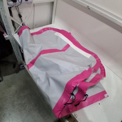 AKSPORTS INFLATABLE GYMNASTICS MAT WITH AIR BARREL GYMNASTICS ROLLER, CARRYING BAG AND AIR PUMP- 3.3FT X 10FT - GREY/PINK image 2