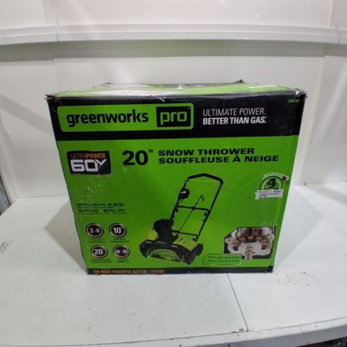 GREENWORKS CORDLESS PUSH START SNOW THROWER WITH 4.0 AH BATTERY AND CHARGER - 60V/20" - GREEN/BLACK(MODEL: SNC407) image 7