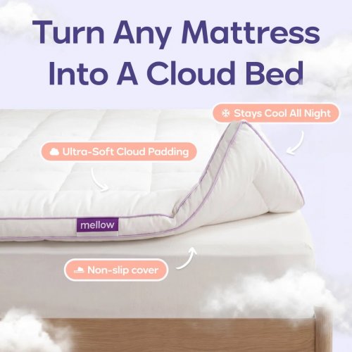 MELLOW THE CLOUD LAYER PLUSH MATTRESS TOPPER - FULL 3" - WHITE image 2