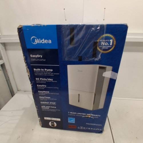 MIDEA ENERGY STAR DEHUMIDIFIER WITH PUMP - WIFI - SMART VOICE COMPATIBLE - 4,500 SQ.FT COVERAGE - WHITE (MODEL: MAD50P1AWS) image 4