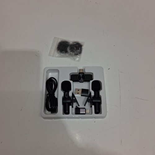 WIRELESS CLIP-ON DUAL LAVALIER INTERVIEW RECORDING MICROPHONE KIT FOR ANDROID PHONE & APPLE WITH LIGHTNING CONNECTOR - BLACK (MODEL: K2CLU) image 3