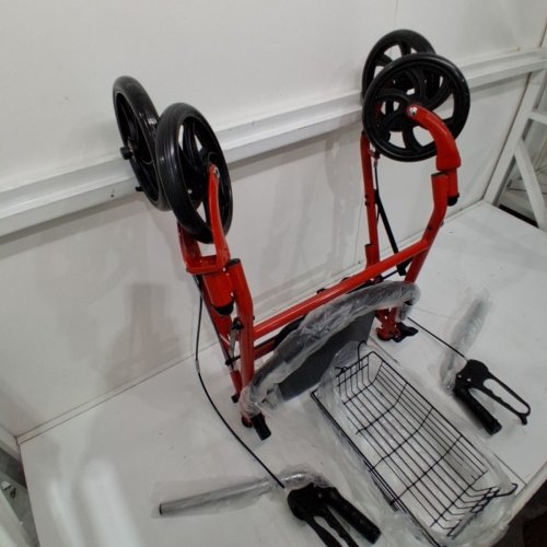 MEDLINE GUARDIAN BASIC STEEL ROLLATOR WALKER WITH 8'' WHEELS - RED (MODEL: MDS86860ERS8) image 3