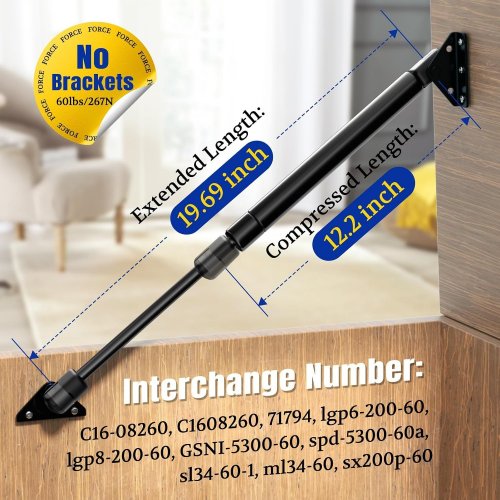 2PK ARANA MULTIPURPOSE GAS STRUTS HYDRAULIC LIFT SPRING FOR RVS/BOATS/HOT TUBS & MORE - 20" / 60 LBS - BLACK (ITEM: SPD-GS-5300-60) image 2