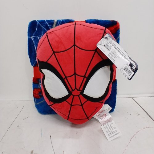 2PC MARVEL SPIDER-MAN SHAPED PILLOW AND PLUSH THROW SET - THROW 40" X 50", PILLOW 9" X 12" - RED AND BLUE image 2