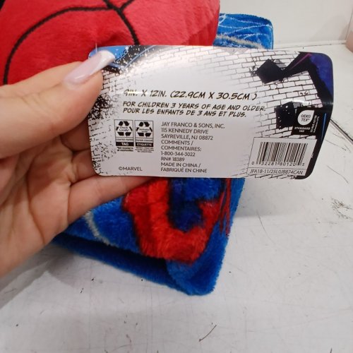 2PC MARVEL SPIDER-MAN SHAPED PILLOW AND PLUSH THROW SET - THROW 40" X 50", PILLOW 9" X 12" - RED AND BLUE image 3