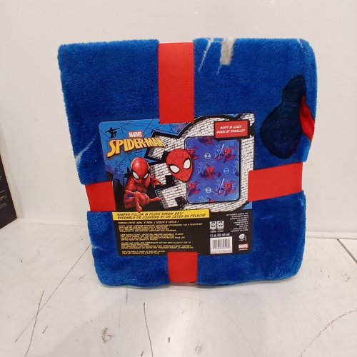 2PC MARVEL SPIDER-MAN SHAPED PILLOW AND PLUSH THROW SET - THROW 40" X 50", PILLOW 9" X 12" - RED AND BLUE image 4
