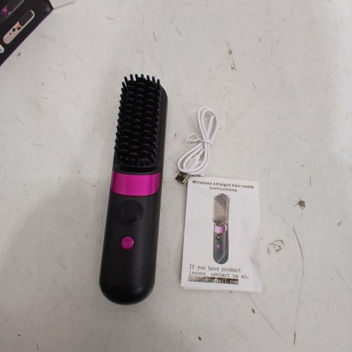 RECHARGEABLE HEATED HAIR STRAIGHTENING BRUSH - BLACK (MODEL: F9) image 3