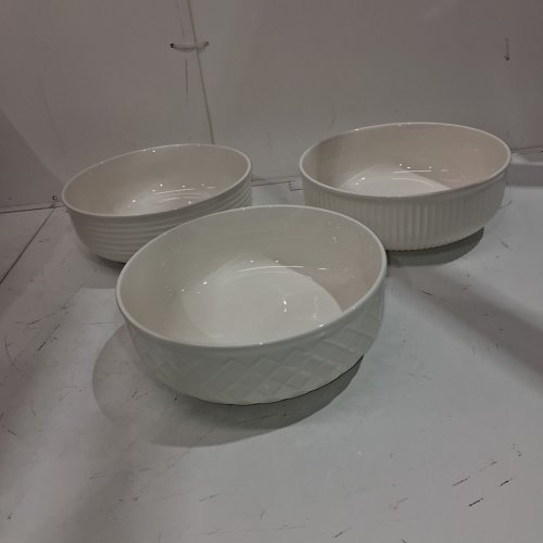 3PC TRUDEAU PORCELAIN SERVING BOWLS - 9.4" - WHITE (MODEL: 1901720) image 2