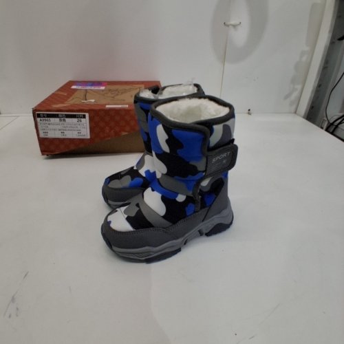 CHILDREN'S SPORT WINTER BOOTS - 26 /9.5- BLUE / BLACK / GRAY CAMOUFLAGE (MODEL: A9965) image 3