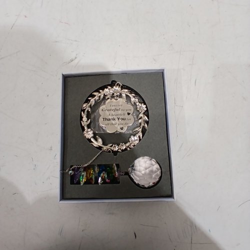 HANGING CRYSTAL SUNCATCHER WITH ENGRAVED MESSAGE - 18" - SILVER/MULTICOLOR image 3