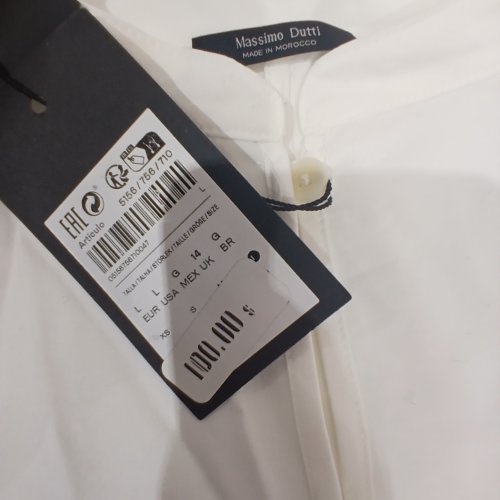 MEN'S MASSIMO DUTTI STAND COLLAR SHIRT - LARGE - OFF-WHITE /CREAM (STYLE: 5156) image 2